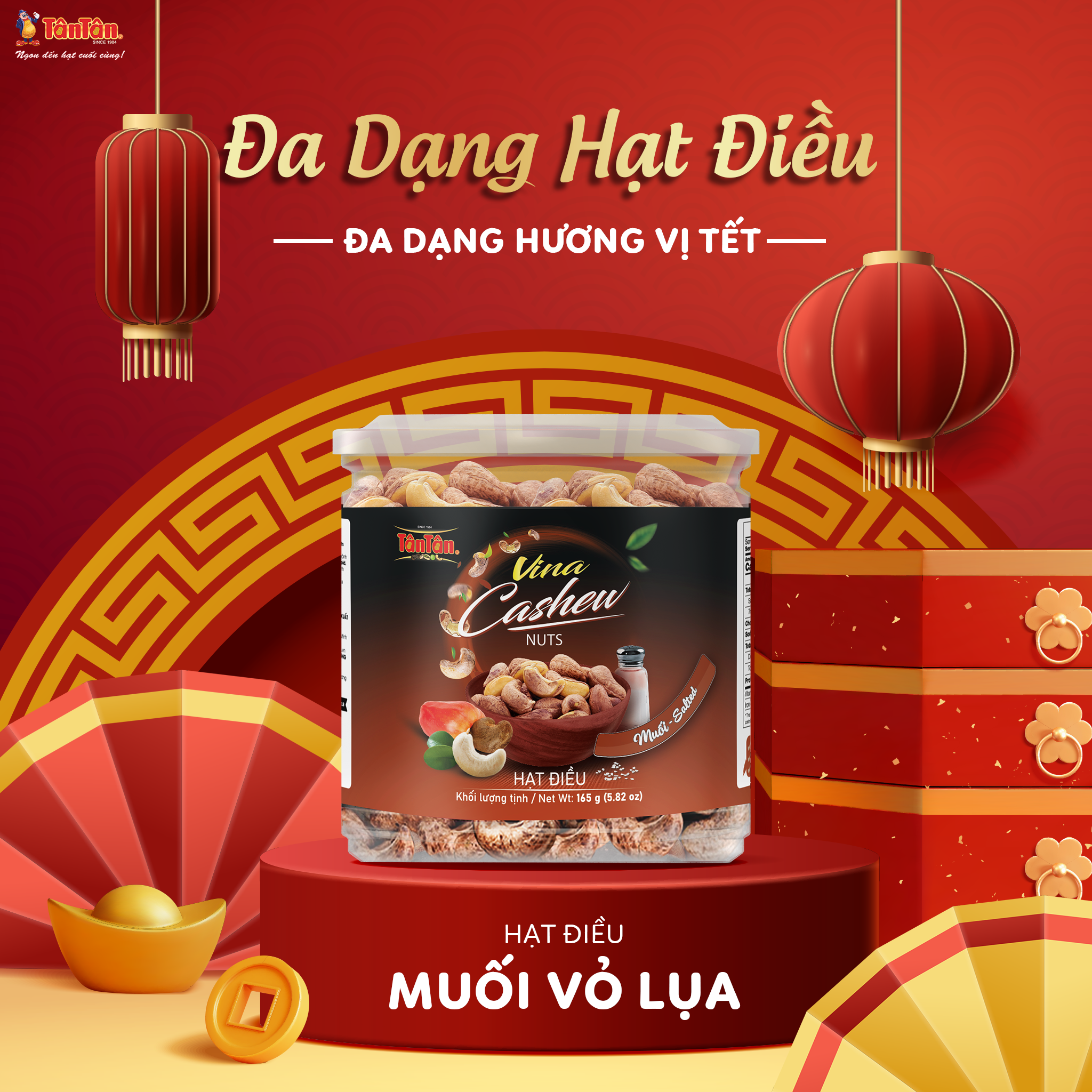 Hạt điều Rang Muối Vỏ Lụa Tân Tân